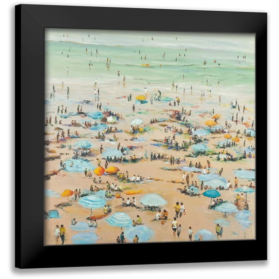 Atelier B Art Studio 12x12 Black Modern Framed Museum Art Print Titled - People at the Beach