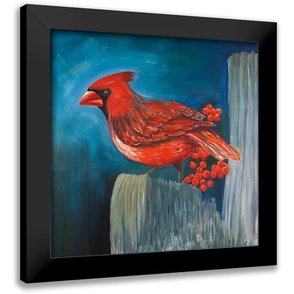 Atelier B Art Studio 12x12 Black Modern Framed Museum Art Print Titled - Redbreast Bird on a Branch