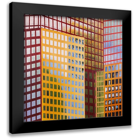 Atelier B Art Studio 12x12 Black Modern Framed Museum Art Print Titled - SKYSCRAPER WINDOWS