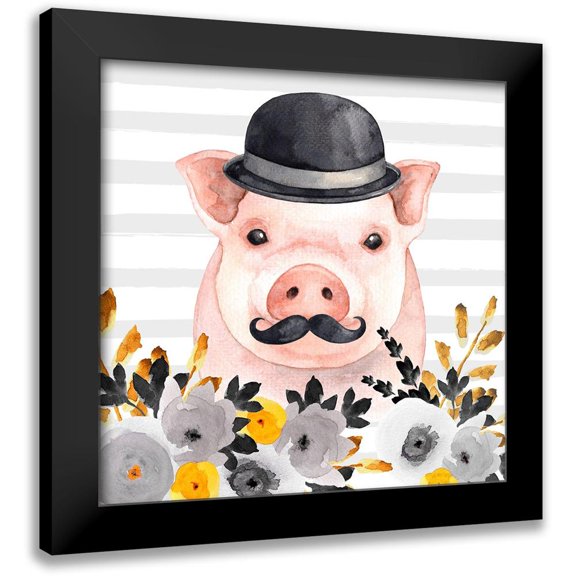 Atelier B Art Studio 12x12 Black Modern Framed Museum Art Print Titled - SMALL DETECTIVE PIG