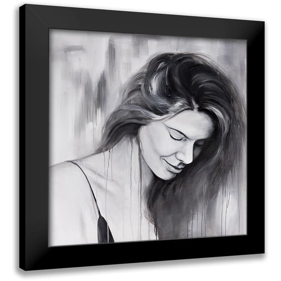 Atelier B Art Studio 12x12 Black Modern Framed Museum Art Print Titled - SMILING WOMAN PORTRAIT