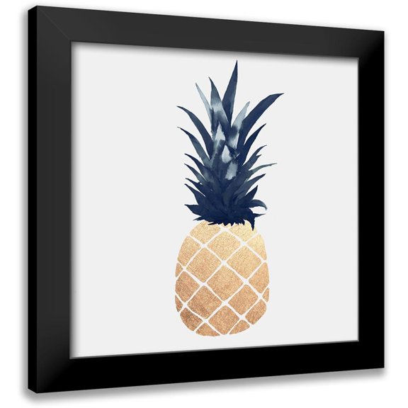 Atelier B Art Studio 12x12 Black Modern Framed Museum Art Print Titled - Sparkling Gold Pineapple