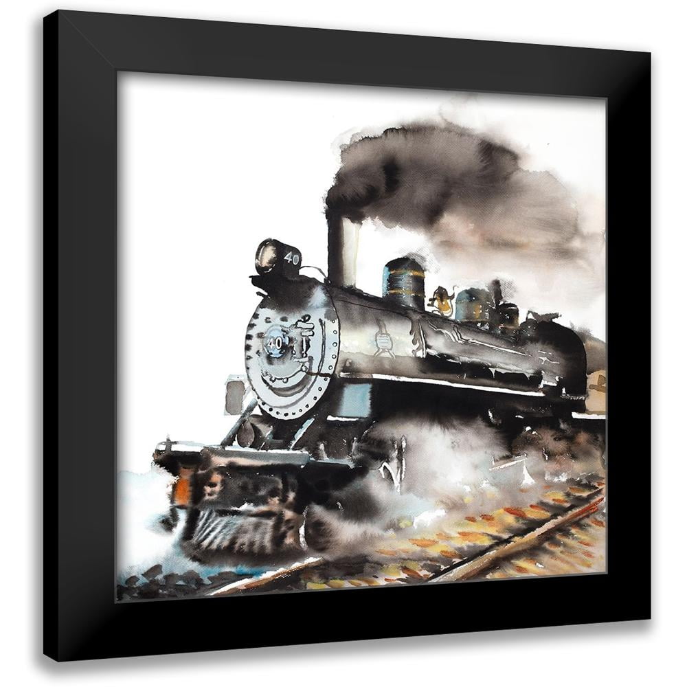 Vintage Steam Train 12x12 Black Framed Art Print