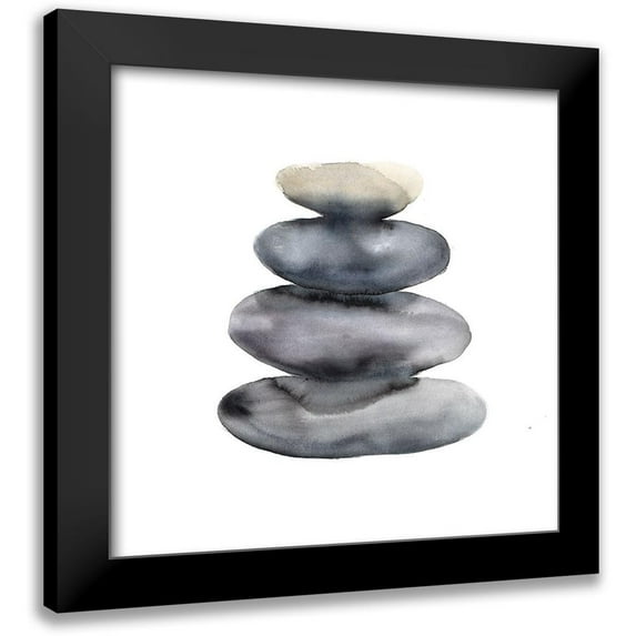 Atelier B Art Studio 12x12 Black Modern Framed Museum Art Print Titled - Watercolor Stacked Rocks