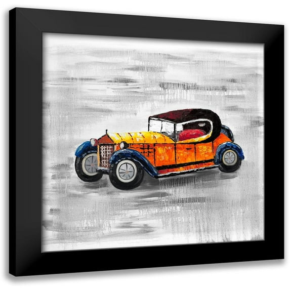 Atelier B Art Studio 12x12 Black Modern Framed Museum Art Print Titled - Yellow vintage car toy