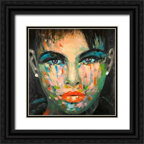 Atelier B Art Studio 12x12 Black Ornate Wood Framed with Double Matting Museum Art Print Titled - Abstract Portrait