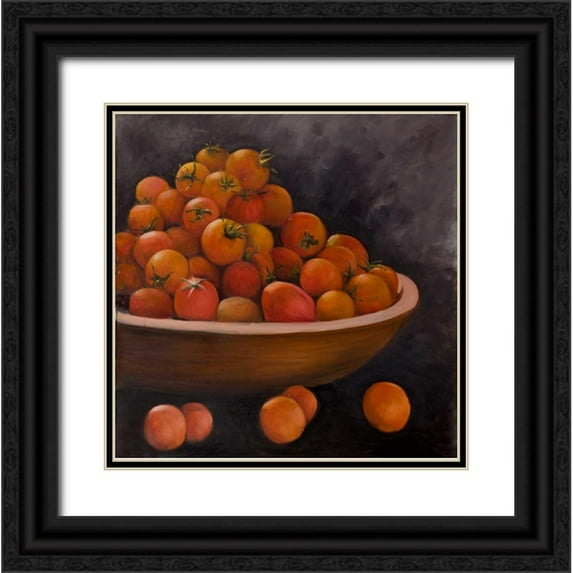 Atelier B Art Studio 12x12 Black Ornate Wood Framed with Double Matting Museum Art Print Titled - Cherry Tomatoes in Bowl