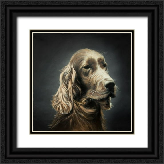 Atelier B Art Studio 12x12 Black Ornate Wood Framed with Double Matting Museum Art Print Titled - FIELD SPANIEL