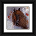 thumbnail image 1 of Atelier B Art Studio 12x12 Black Ornate Wood Framed with Double Matting Museum Art Print Titled - PROUD BROWN HORSE, 1 of 4