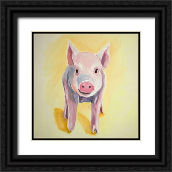 Atelier B Art Studio 12x12 Black Ornate Wood Framed with Double Matting Museum Art Print Titled - SOLITARY PIG