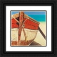 thumbnail image 1 of Atelier B Art Studio 12x12 Black Ornate Wood Framed with Double Matting Museum Art Print Titled - Tied up Rowing Boat, 1 of 4