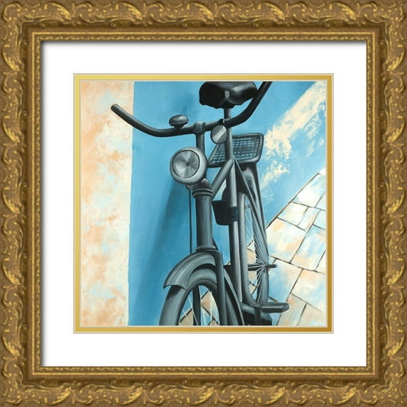 Atelier B Art Studio 12x12 Gold Ornate Wood Framed with Double Matting Museum Art Print Titled - Abandoned Bicycle