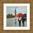 thumbnail image 1 of Atelier B Art Studio 12x12 Gold Ornate Wood Framed with Double Matting Museum Art Print Titled - BRITISH UNDER UMBRELLA IN FRONT OF THE BIG BEN, 1 of 4