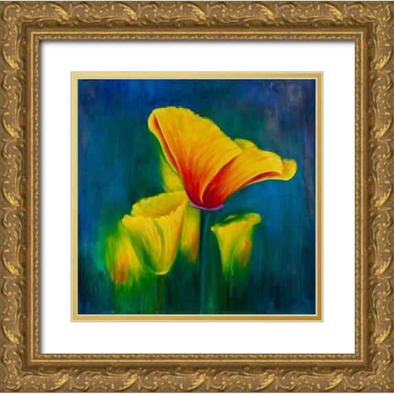 Atelier B Art Studio 12x12 Gold Ornate Wood Framed with Double Matting Museum Art Print Titled - Beautiful Colorful Flowers