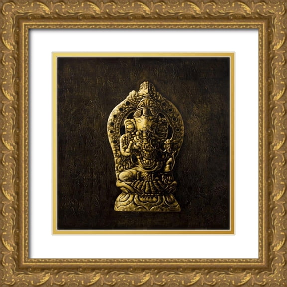 Atelier B Art Studio 12x12 Gold Ornate Wood Framed with Double Matting Museum Art Print Titled - LORD GANESHA