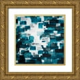 thumbnail image 1 of Atelier B Art Studio 12x12 Gold Ornate Wood Framed with Double Matting Museum Art Print Titled - TURQUOISE AND GRAY SHAPES, 1 of 4
