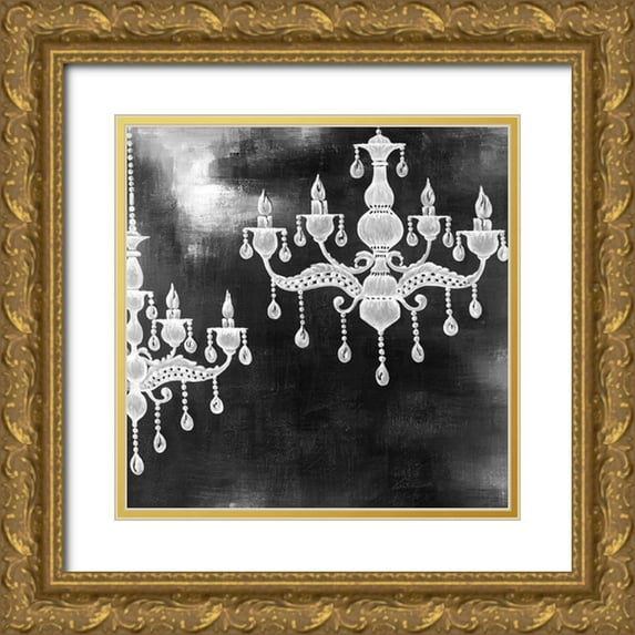Atelier B Art Studio 12x12 Gold Ornate Wood Framed with Double Matting Museum Art Print Titled - WHITE CHANDELIERS