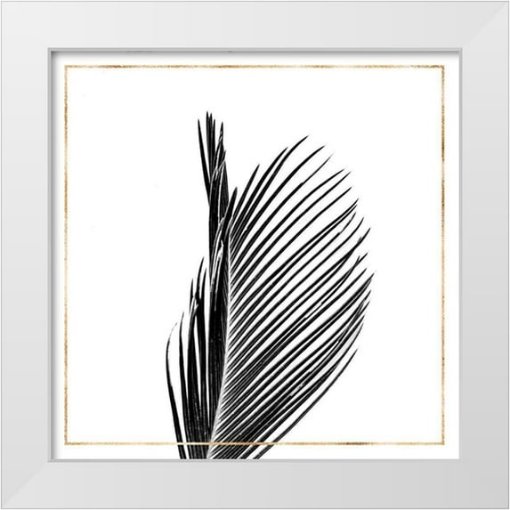 Atelier B Art Studio 12x12 White Modern Wood Framed Museum Art Print Titled - ARECA PALM WITH GOLD LINE