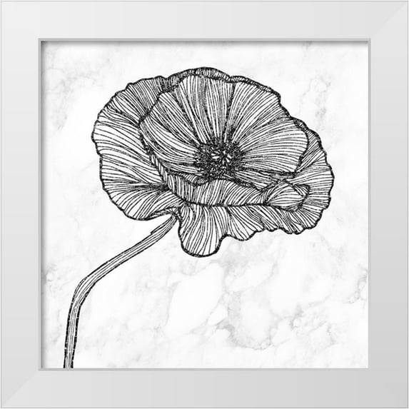 Atelier B Art Studio 12x12 White Modern Wood Framed Museum Art Print Titled - BRIGHT POPPY FLOWER