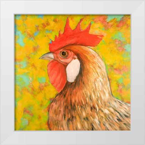 Atelier B Art Studio 12x12 White Modern Wood Framed Museum Art Print Titled - Colorful Chicken