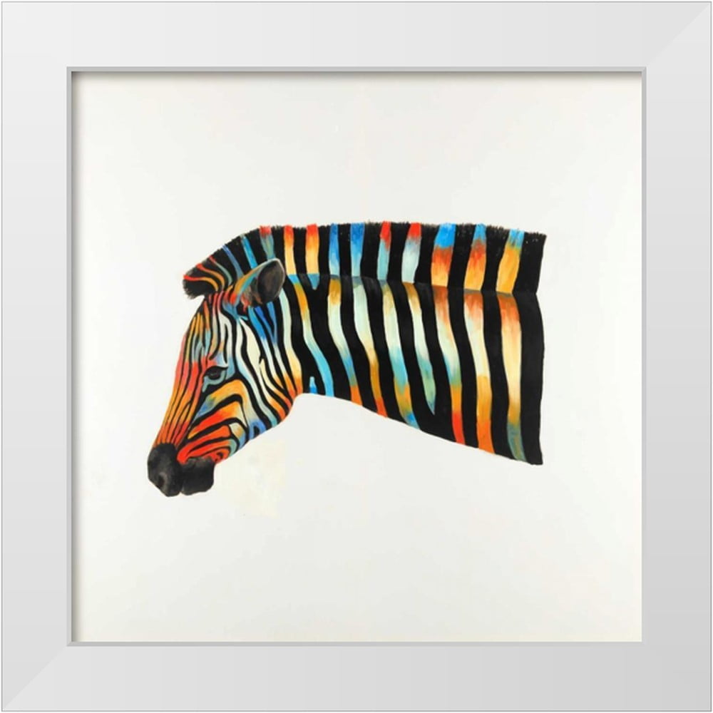 Colorful Zebra 12x12 Black Modern Wood Framed Art Print