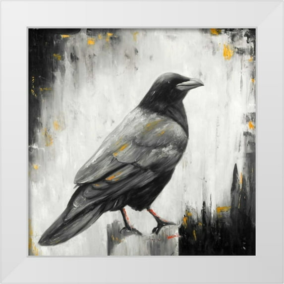 Atelier B Art Studio 12x12 White Modern Wood Framed Museum Art Print Titled - Crow Bird