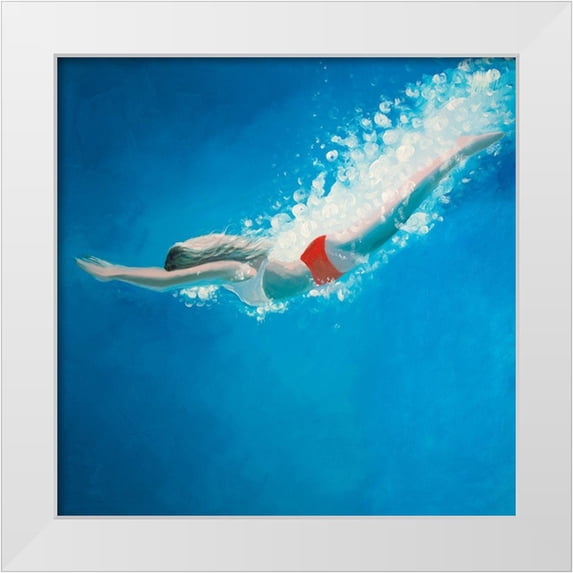 Atelier B Art Studio 12x12 White Modern Wood Framed Museum Art Print Titled - DIVING JUMP