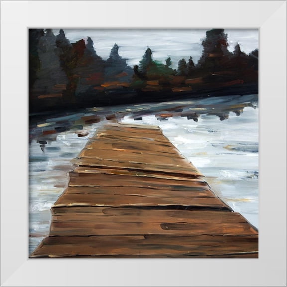 Atelier B Art Studio 12x12 White Modern Wood Framed Museum Art Print Titled - DOCK AND LAKE