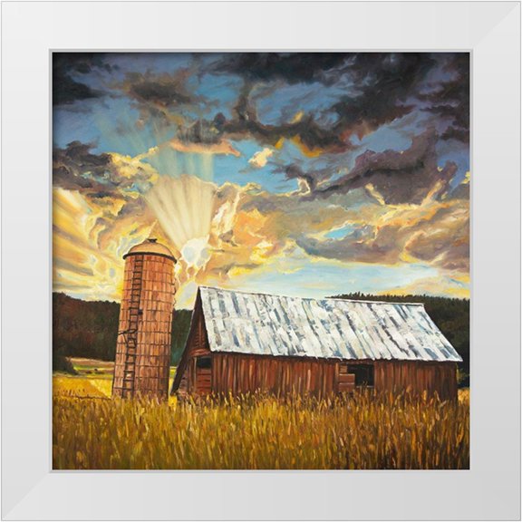 Atelier B Art Studio 12x12 White Modern Wood Framed Museum Art Print Titled - HAY BARN