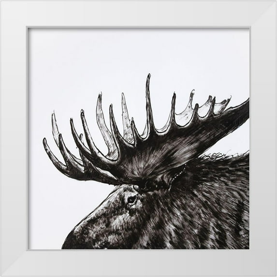Atelier B Art Studio 12x12 White Modern Wood Framed Museum Art Print Titled - MOOSE PLUME