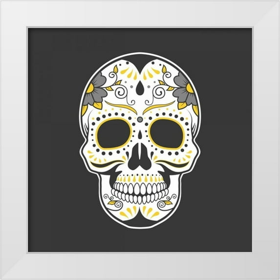 Atelier B Art Studio 12x12 White Modern Wood Framed Museum Art Print Titled - Mexican Sugar Skull Art