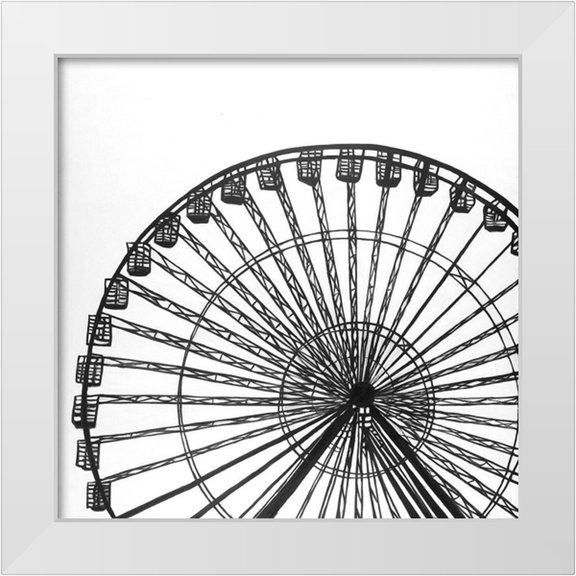 Atelier B Art Studio 12x12 White Modern Wood Framed Museum Art Print Titled - Monochrome Ferris Wheel