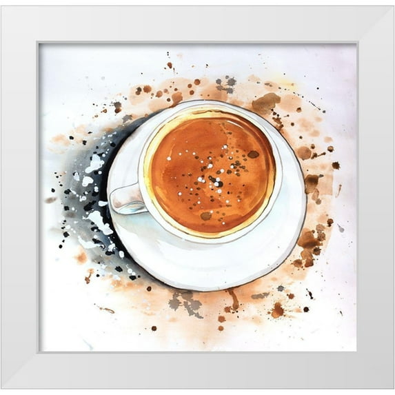 Atelier B Art Studio 12x12 White Modern Wood Framed Museum Art Print Titled - OVERHEAD VIEW OF A CAPPUCCINO CUP