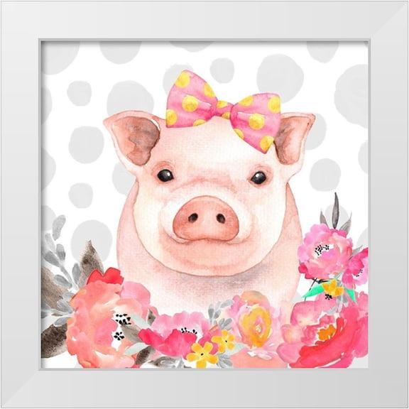 Atelier B Art Studio 12x12 White Modern Wood Framed Museum Art Print Titled - PRETTY PIG