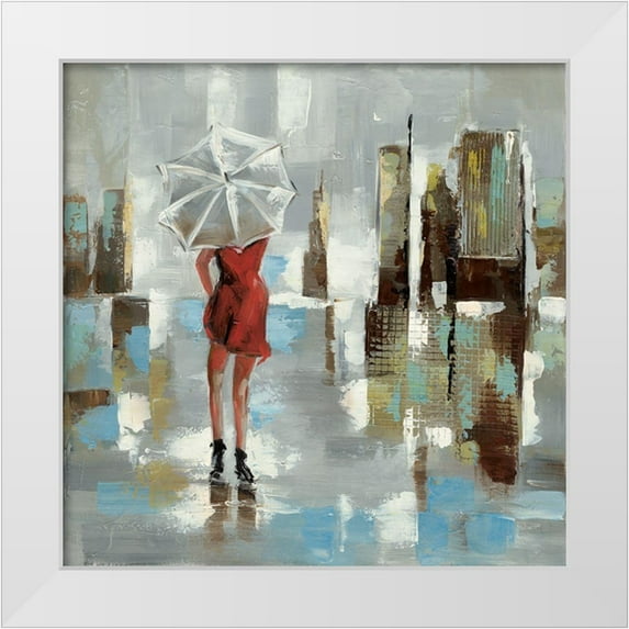Atelier B Art Studio 12x12 White Modern Wood Framed Museum Art Print Titled - Red dress woman