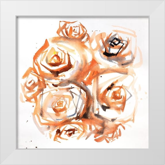 Atelier B Art Studio 12x12 White Modern Wood Framed Museum Art Print Titled - SEPIA STYLE ABSTRACT ROSES BUNDLE