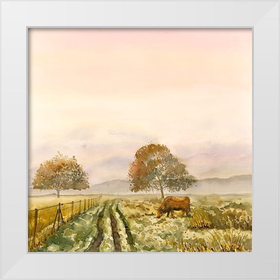 Atelier B Art Studio 12x12 White Modern Wood Framed Museum Art Print Titled - SWEET MORNING IN THE COUNTRYSIDE