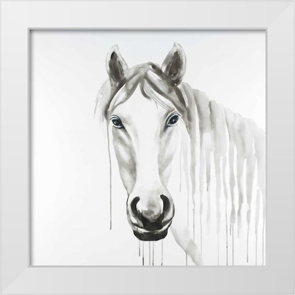Atelier B Art Studio 12x12 White Modern Wood Framed Museum Art Print Titled - Solitary White Horse