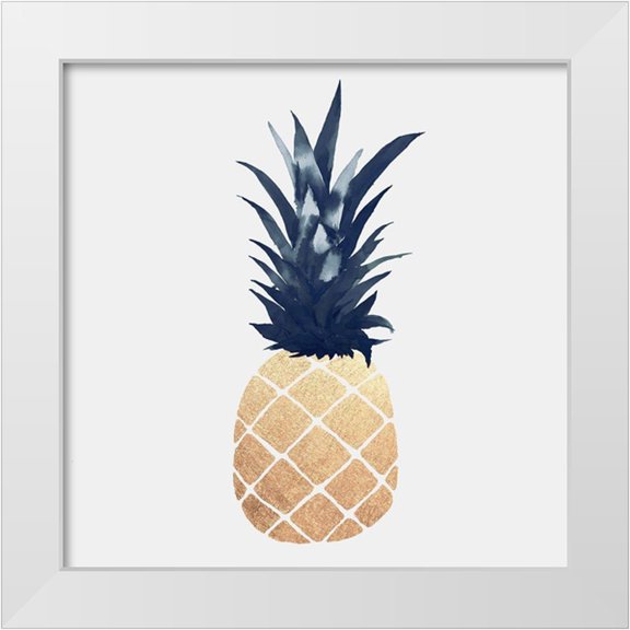 Atelier B Art Studio 12x12 White Modern Wood Framed Museum Art Print Titled - Sparkling Gold Pineapple
