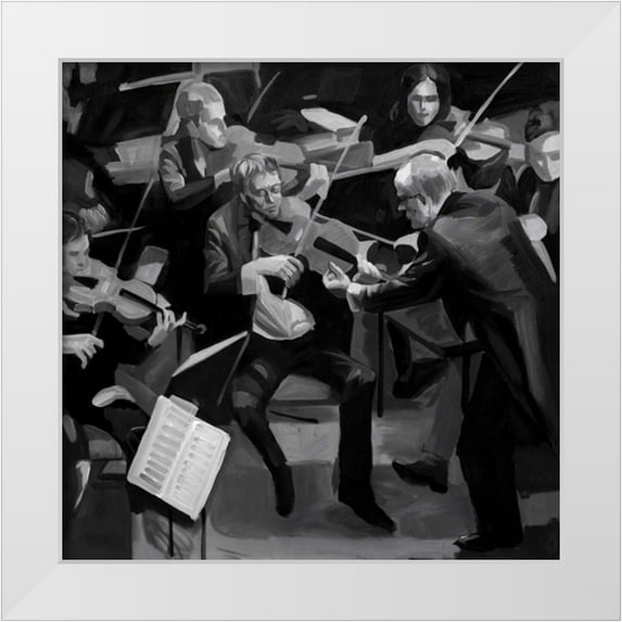 Atelier B Art Studio 12x12 White Modern Wood Framed Museum Art Print Titled - Symphony Orchestra in Music