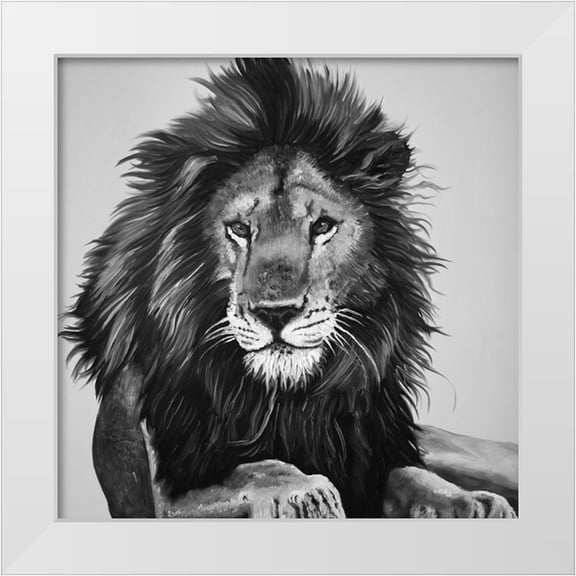 Atelier B Art Studio 12x12 White Modern Wood Framed Museum Art Print Titled - THE LION KING
