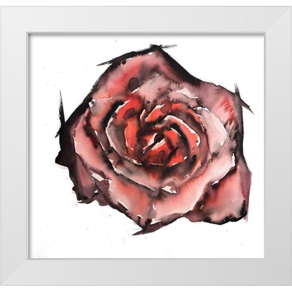 Atelier B Art Studio 12x12 White Modern Wood Framed Museum Art Print Titled - WATERCOLOR ROSE