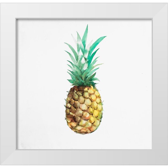 Atelier B Art Studio 12x12 White Modern Wood Framed Museum Art Print Titled - Watercolor Pineapple