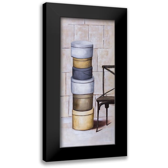 Atelier B Art Studio 13x24 Black Modern Framed Museum Art Print Titled - OLD HAT BOXES