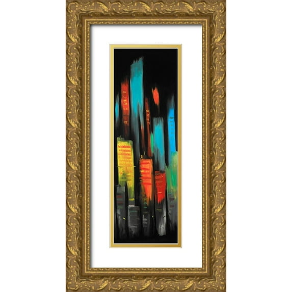 Atelier B Art Studio 13x32 Gold Ornate Wood Framed with Double Matting Museum Art Print Titled - ABSTRACT TALL BUILDINGS