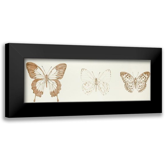 Atelier B Art Studio 14x7 Black Modern Wood Framed Wall Art Titled - Butterflies Sketch
