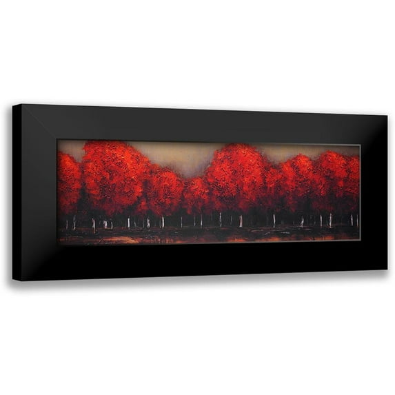 Atelier B Art Studio 14x7 Black Modern Framed Museum Art Print Titled - RED TREES BY A DARK DAY