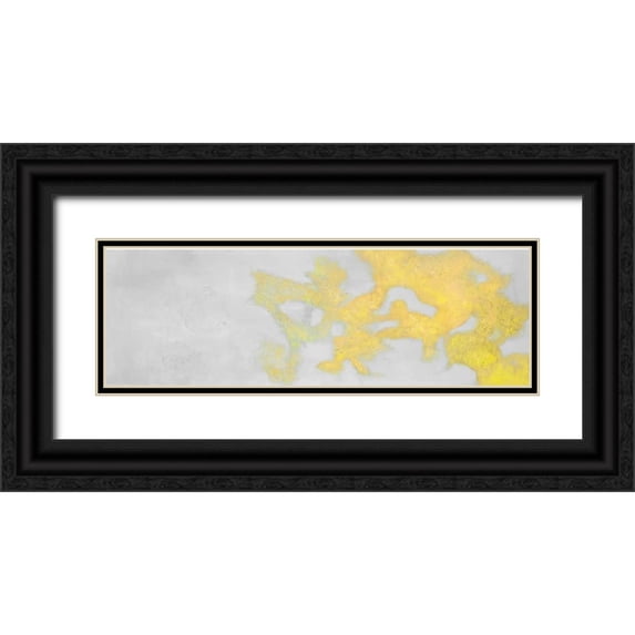 Atelier B Art Studio 14x7 Black Ornate Wood Framed with Double Matting Museum Art Print Titled - Abstract Golden clouds