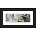thumbnail image 1 of Atelier B Art Studio 14x7 Black Ornate Wood Framed with Double Matting Museum Art Print Titled - NEW-YORK CITY WITH TAXIS, 1 of 4