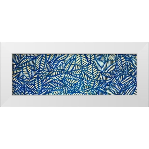 Atelier B Art Studio 14x7 White Modern Wood Framed Museum Art Print Titled - Leaf Patterns